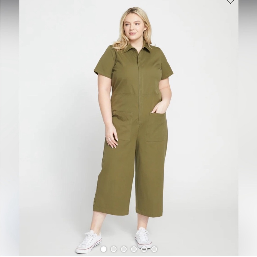 Universal Standard Olive Green Short-Sleeve Utility Jumpsuit